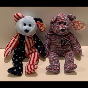 LOT OF 2 TY PATRIOTIC BEANIE BABIES.